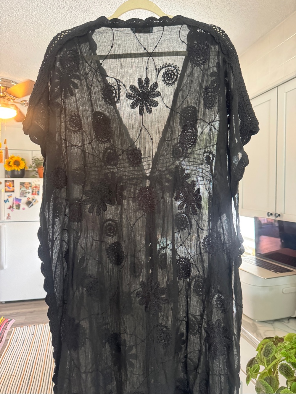 LETARTE Handmade 100% Cotton Embroidered Butterfly Caftan S - Picture 7 of 12